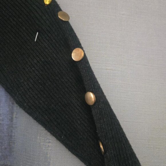 Joseph A Poncho Sweater in Gray Cowl Neck Ruffled Hem. - Picture 2 of 6